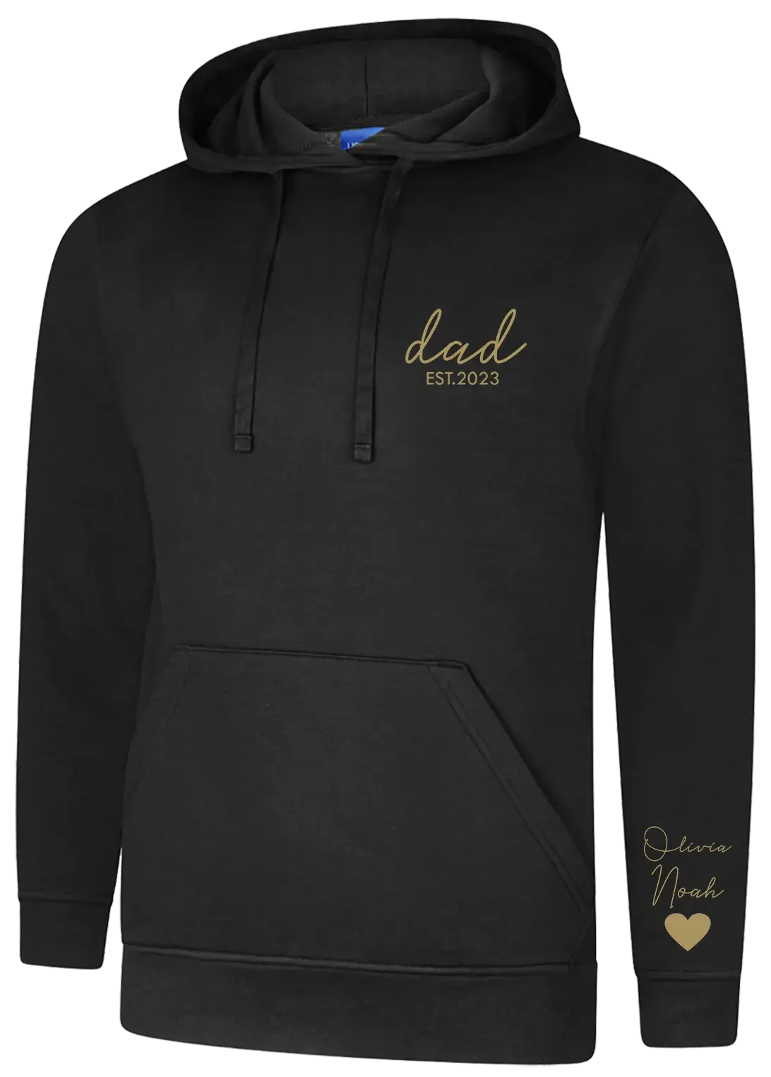 Personalised Printed Dad, Daddy Hoodie With Kids Names on Sleeve