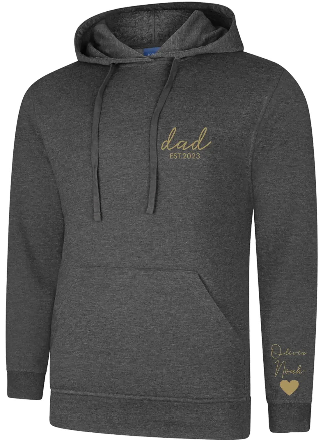 Personalised Printed Dad, Daddy Hoodie With Kids Names on Sleeve
