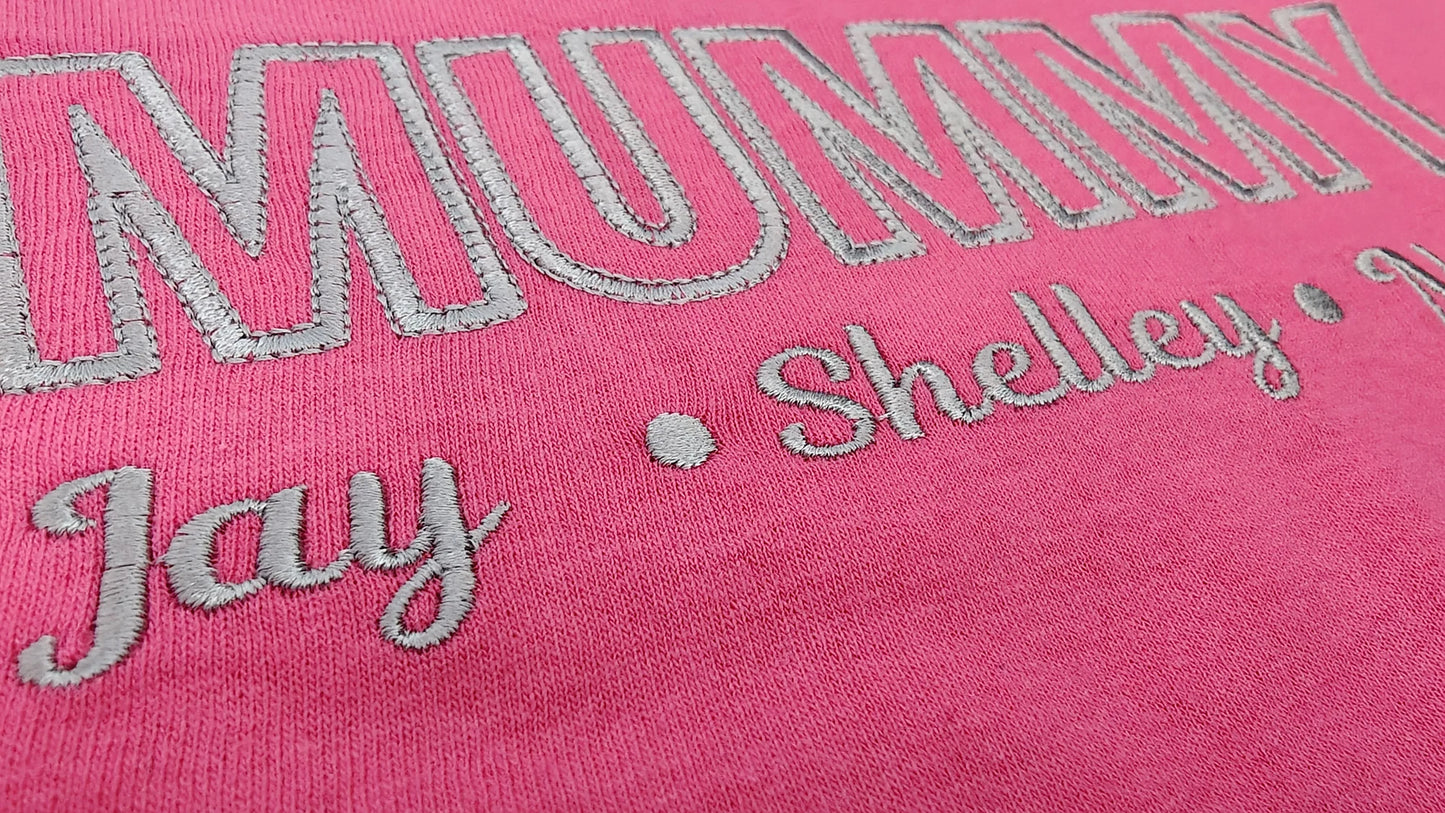 MAMA, MUM, MUMMY Super Soft Embroidered Unisex Hoodie With Children's Names