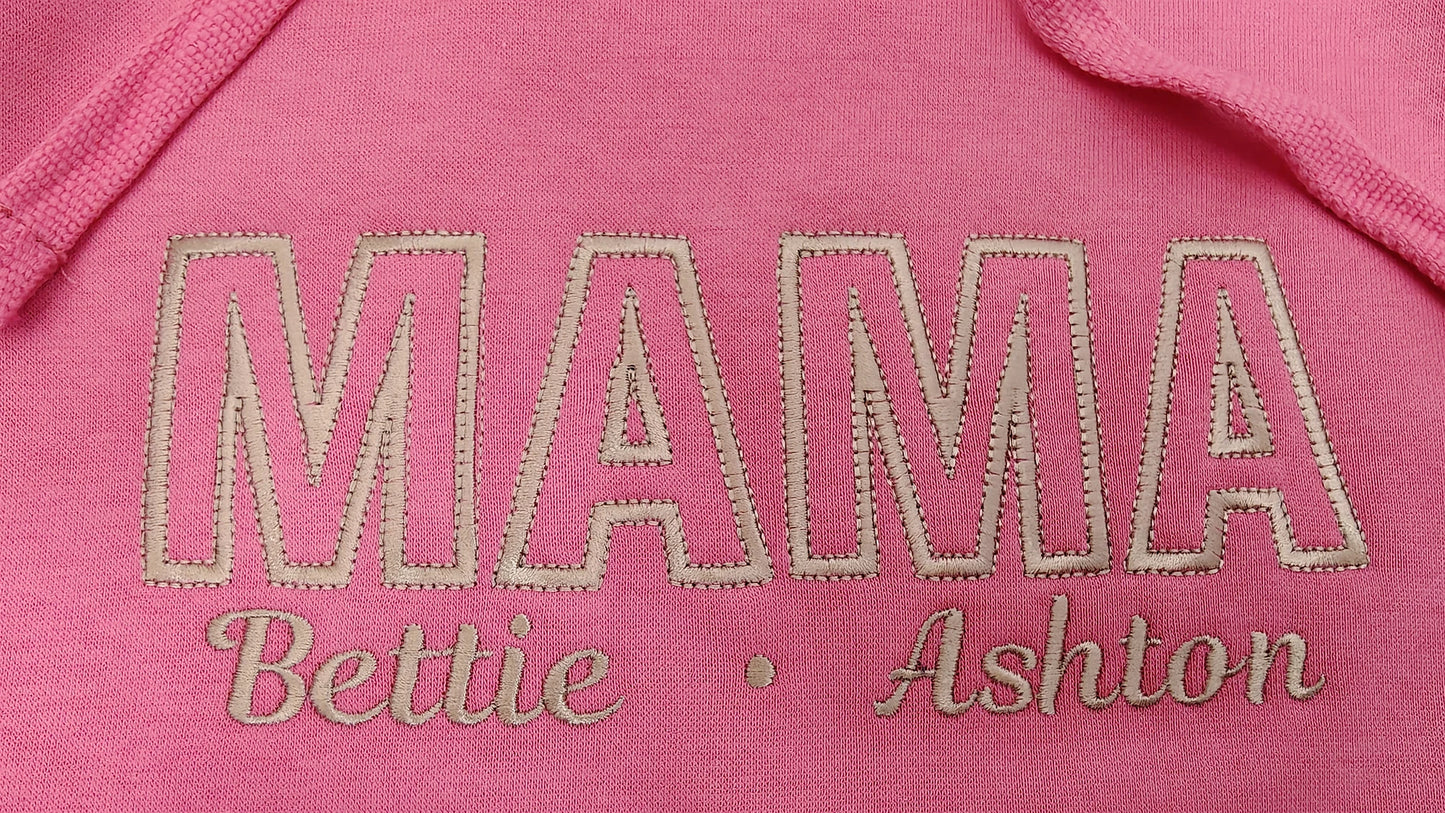 MAMA, MUM, MUMMY Super Soft Embroidered Unisex Hoodie With Children's Names