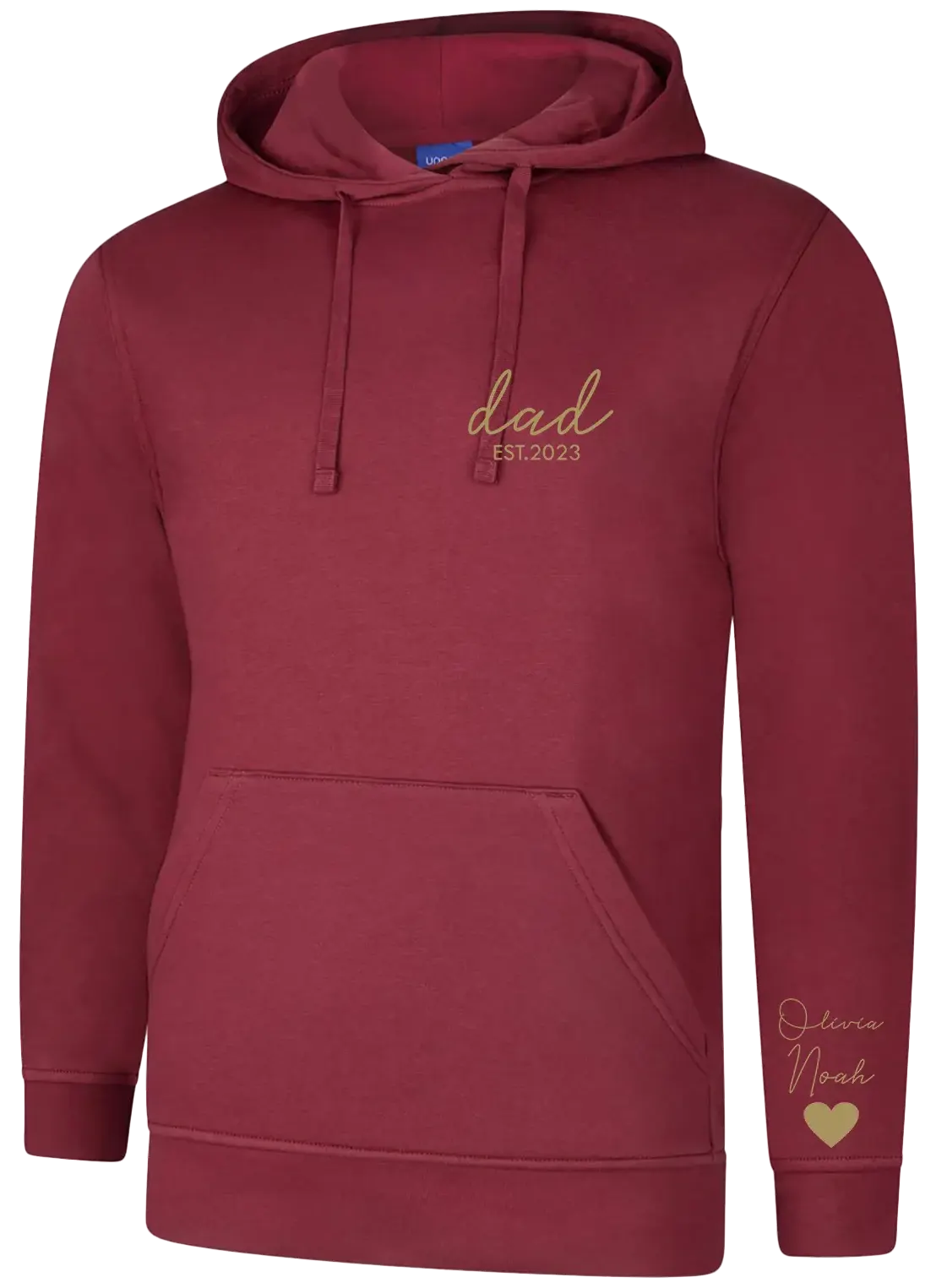 Personalised Printed Dad, Daddy Hoodie With Kids Names on Sleeve
