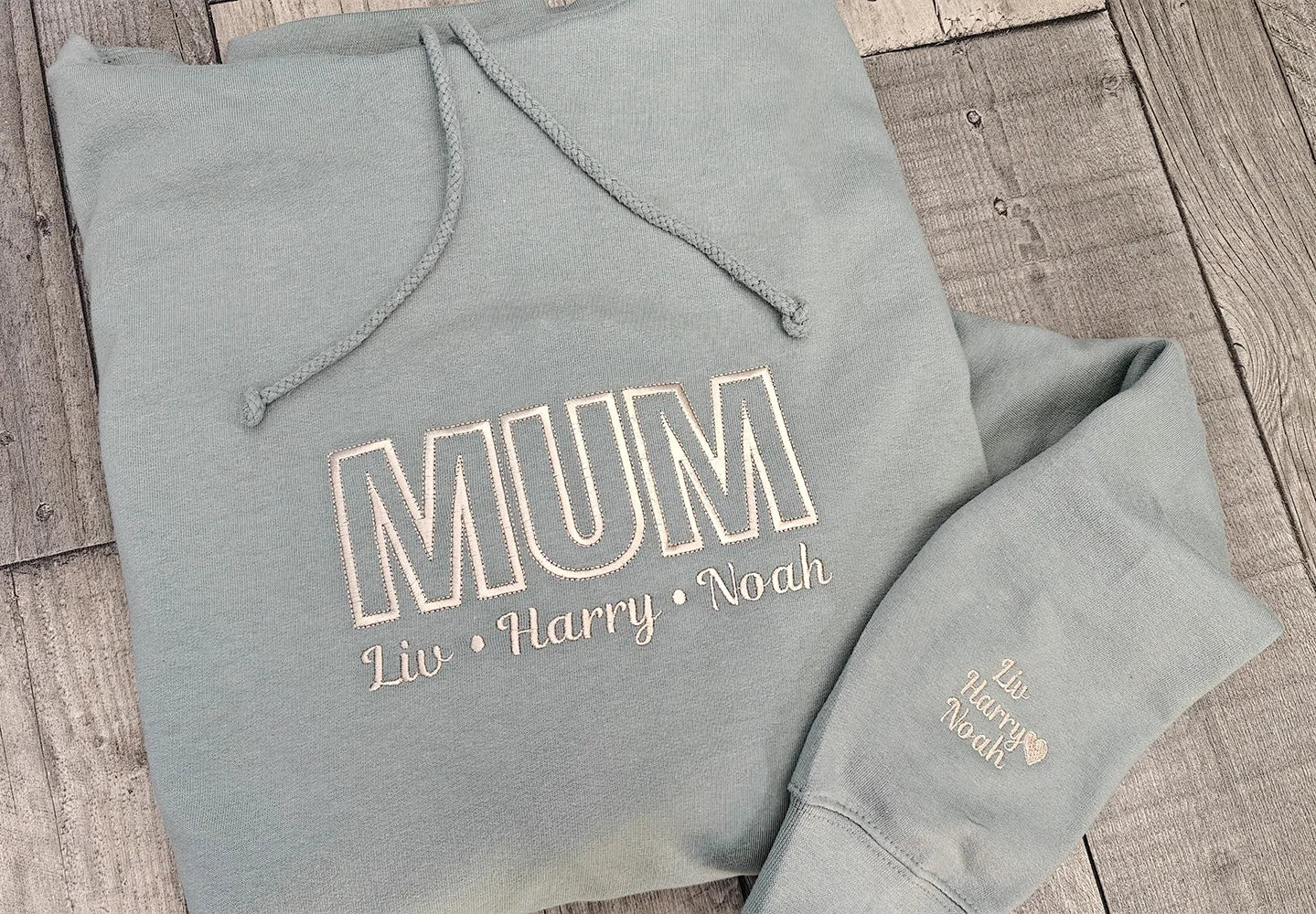 MAMA, MUM, MUMMY Super Soft Embroidered Unisex Hoodie With Children's Names