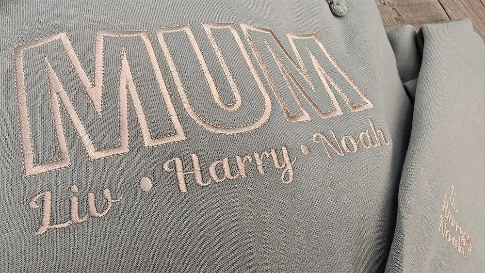 MAMA, MUM, MUMMY Super Soft Embroidered Unisex Hoodie With Children's Names