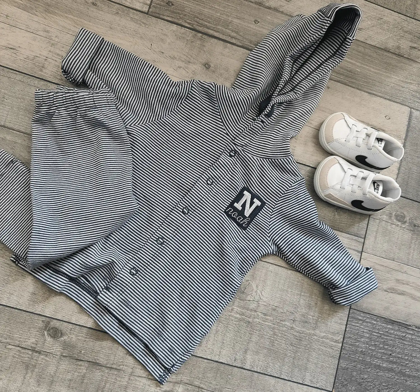 Personalised Embroidered Baby Stripy Hoodie