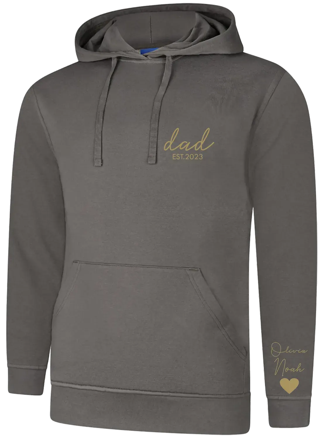 Personalised Printed Dad, Daddy Hoodie With Kids Names on Sleeve