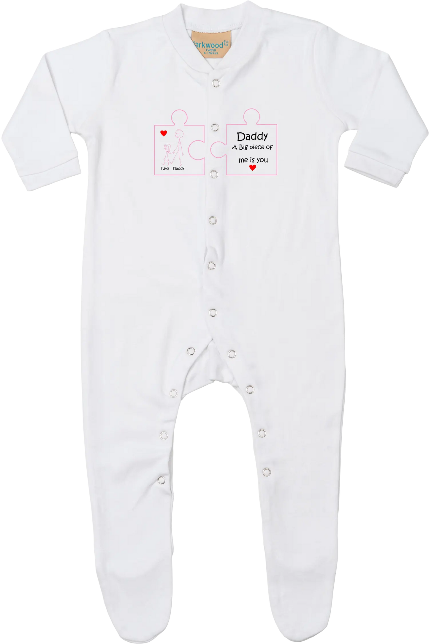 Personalised Fathers Day Jigsaw Printed Cotton Sleepsuit