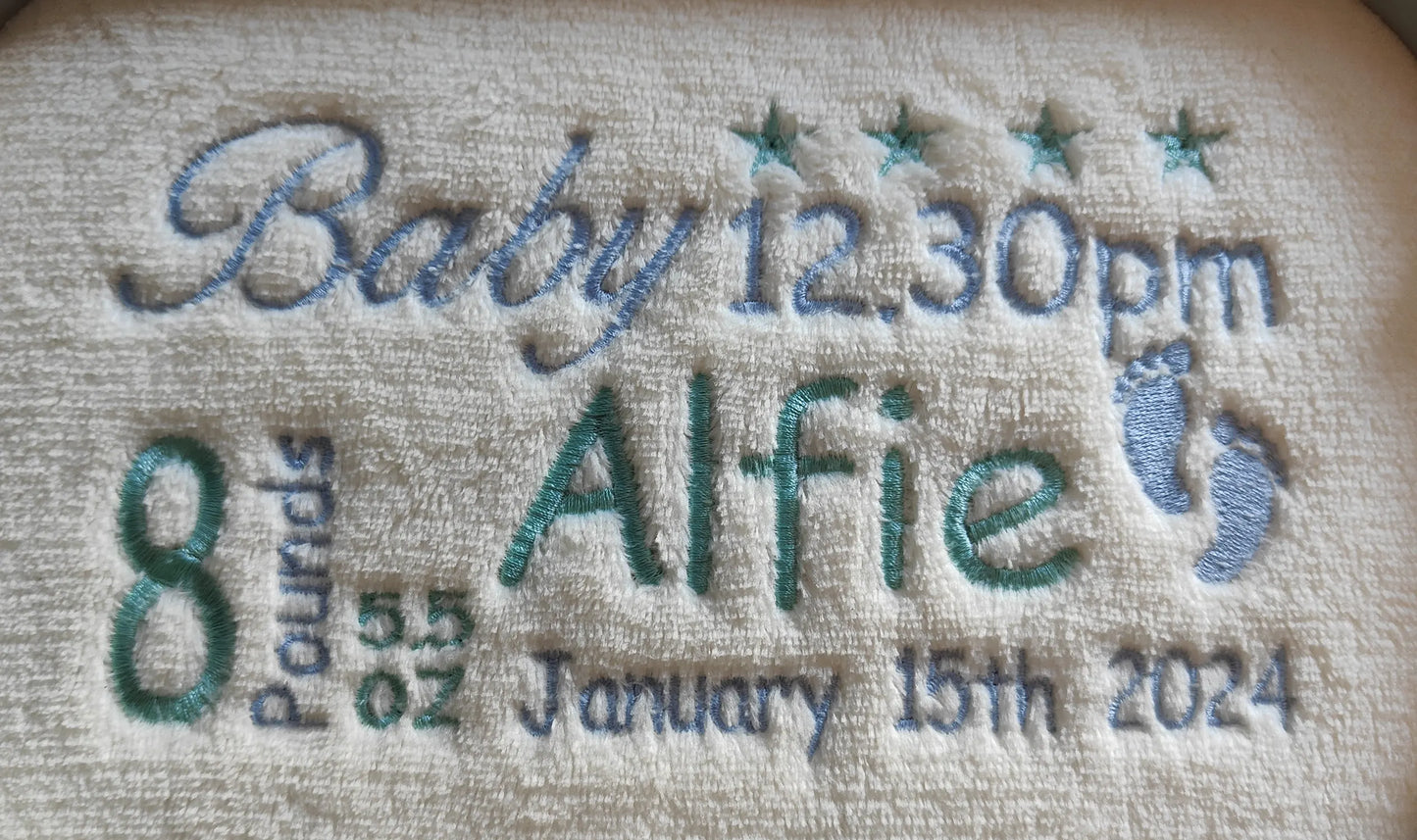 Personalised Embroidered Rabbit Holding a Blanket