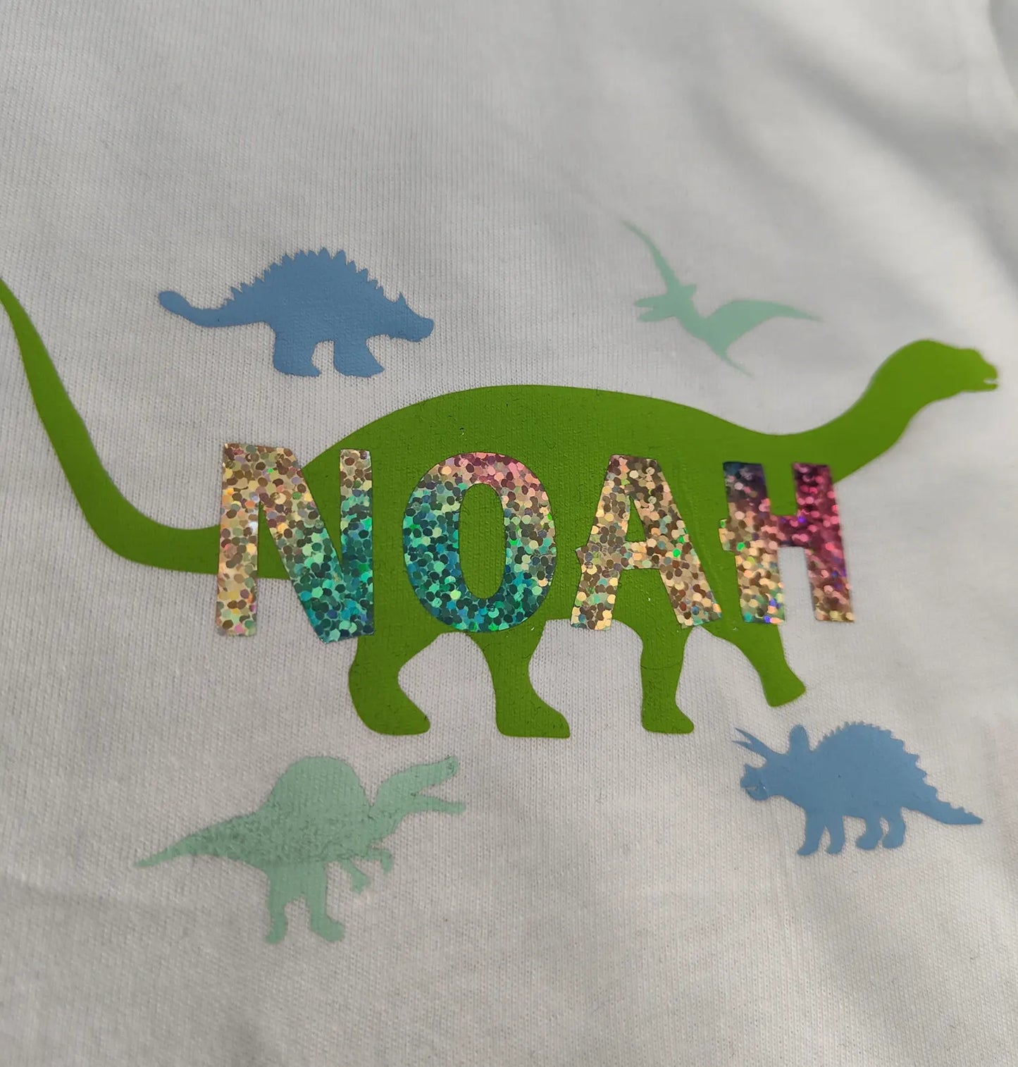 Personalised Dinosaur Printed Short-Sleeved Bodysuit