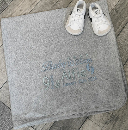 Personalised Embroidered Double Layer Baby Blanket